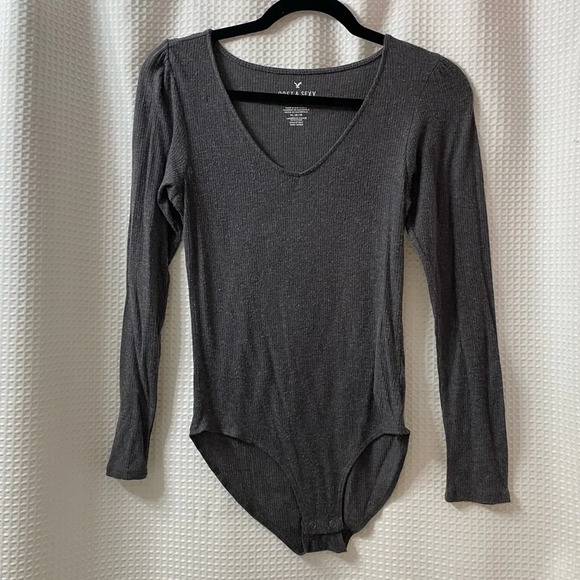 AEO Soft & Sexy Ribbed V Neck Bodysuit - Picture 1 of 5